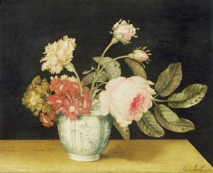 Flowers in a Delft Jar